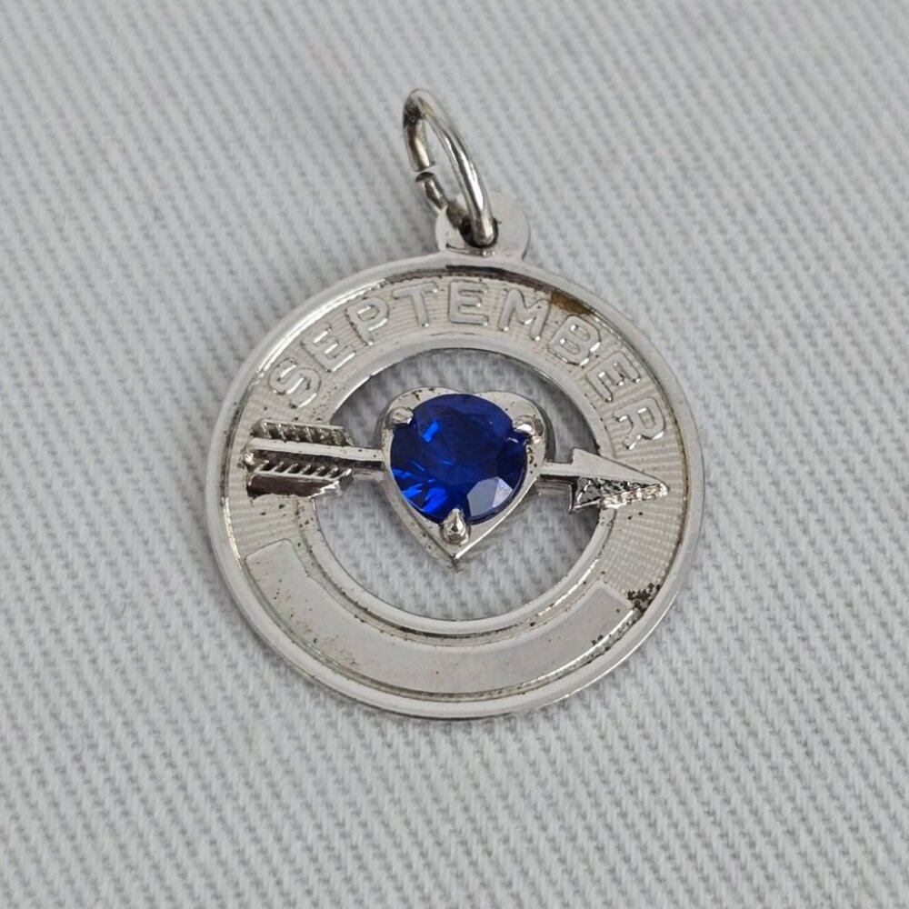 Vintage Sterling Silver September Birth Stone Bracelet Charm